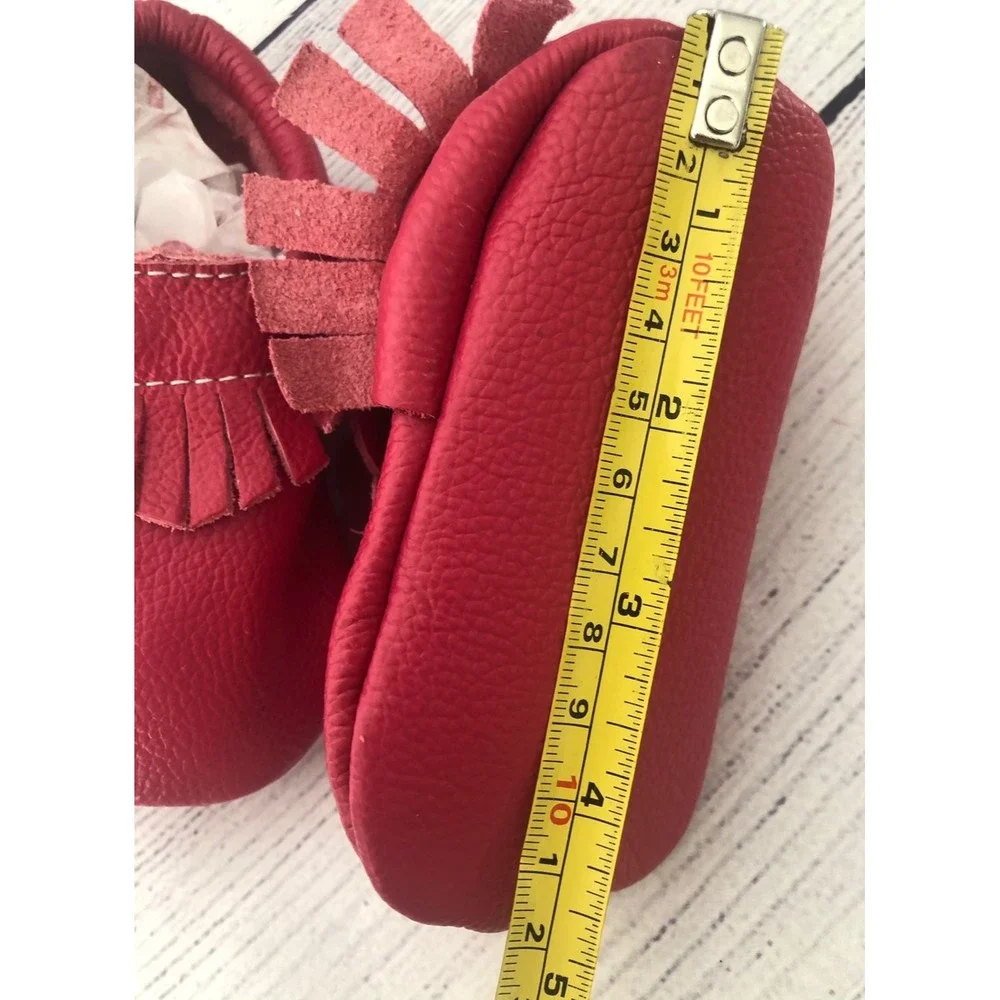 Red Leather Fringe Moccasins